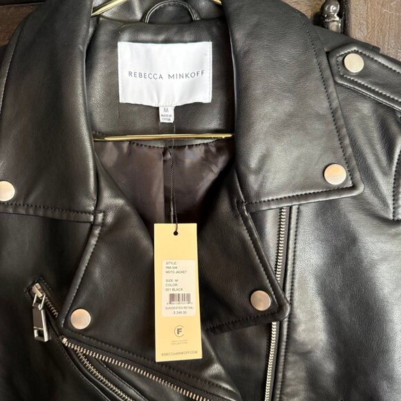 Rebecca Minkoff “Jett Moto” Black Faux Leather Jacket NWT Size M - Picture 8 of 11